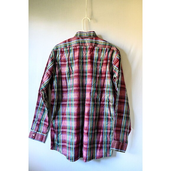 Vintage L.L. Bean tall L plaid button down chambry work shirt mens claret New - Picture 4 of 6